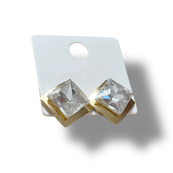 Boucles d’oreilles or et Crystal - acier inoxydable 